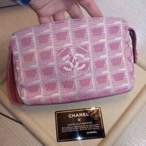 Chanel Pink Travel Ligne Cosmetic Pouch Clutch